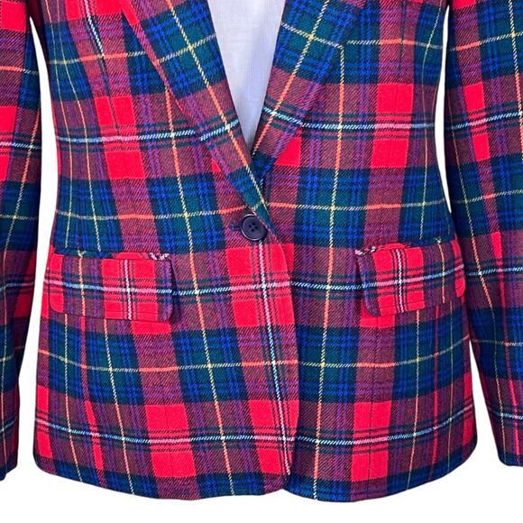 Pendleton Women’s 100% Virgin Wool Red Plaid Blazer Vintage Size 10 EUC - Picture 3 of 12